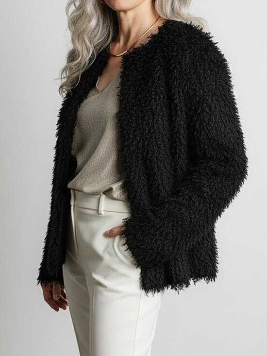 Colleen Lopez Jackets & Blazers - Colleen Lopez | Black Shaggy Fringe Jacket | Size Small